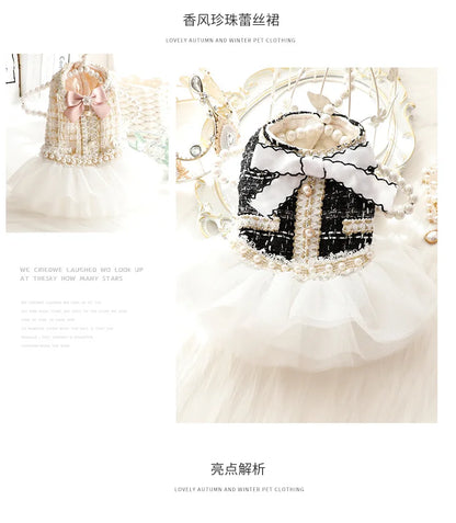 Luxury Cotton Dog Lace Dress with Tutu Skirt - Smarsty