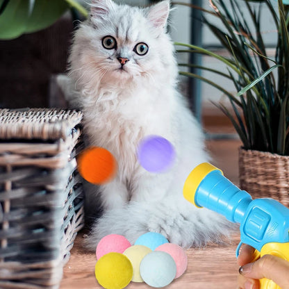 Interactive Cat Toy Shooting Gun with Plush Balls - Smarsty
