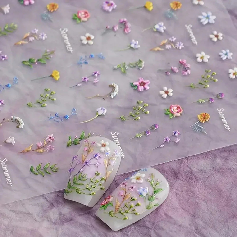Summer Floral Nail Stickers for Elegant Manicure Decor - Smarsty