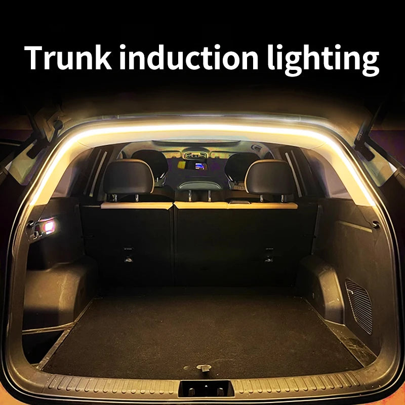 Car high brightness trunk lighting ambient light interior decoration LED wiring free automatic sensing tailgate light strip - Smarsty