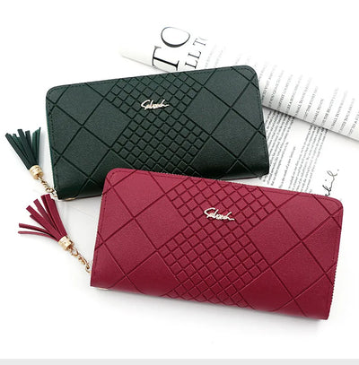 Zipper Money Coin Purse Women Card Holder Long PU Leather Clutch Wallet Large Capacity Lady Wristlet Phone HandBags Money Pocket - Smarsty