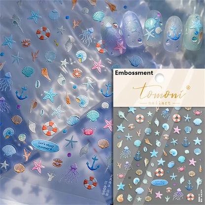 Dreamy Summer Beach Nail Art Stickers for Manicure - Smarsty
