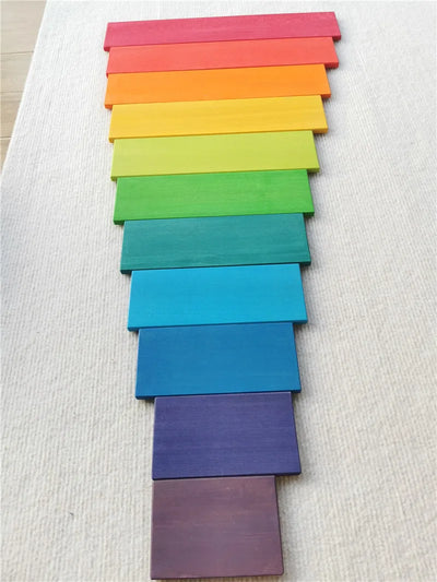 High Quality Wooden Toys Lime Wood Rainbow Arch Stacking Blocks Building Semi Color Sorting Peg Dolls Balls Slat for Kids Play - Smarsty