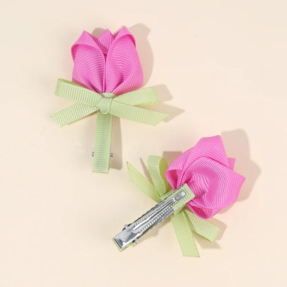 Pink Tulip Floral Hair Clips for Girls - Smarsty