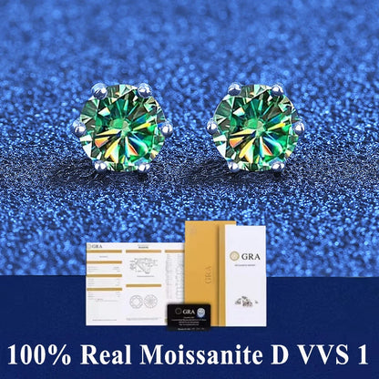 Certified Moissanite Stud Earrings 18K Plated Silver - Smarsty