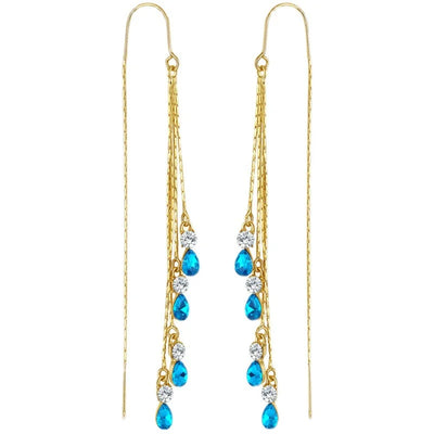 Luxury Green Zircon Drop Earrings with Long Tassel Design - Smarsty