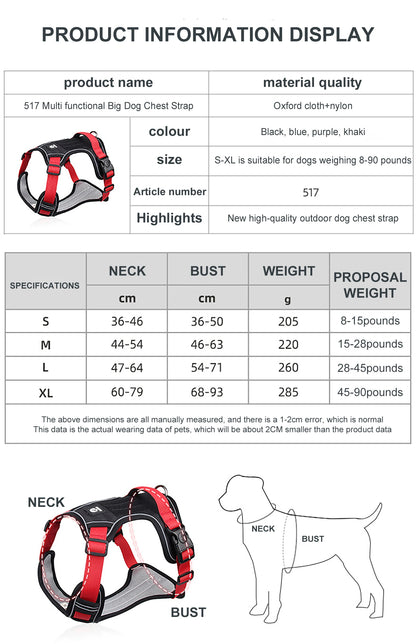 Reflective Tactical Dog Harness for Large Dogs - Smarsty
