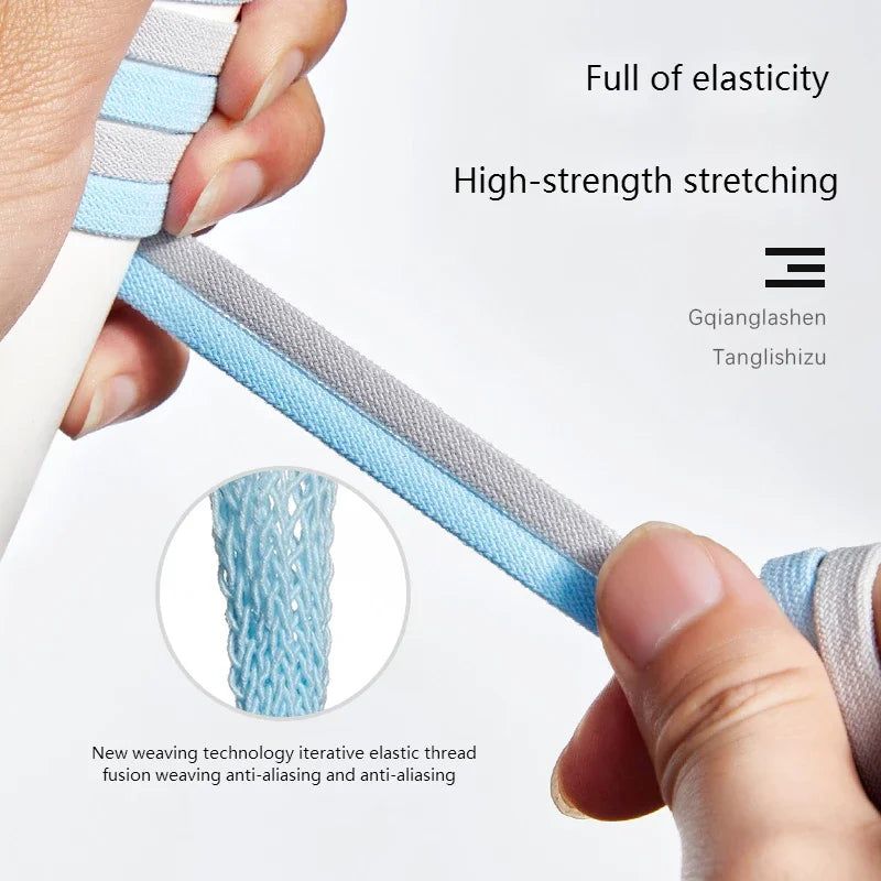 Flat Elastic Shoe Laces Sneakers No Tie Shoelaces for Shoes Tennis Quick Shoelace Clips Without Ties Shoe Accessories Kids Adult - Smarsty