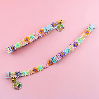 Pet Collar With Bell Cartoon Footprint Colorful Dog Puppy Kitten Collar Adjustable Safety Bell Ring Necklace Pet Accessories - Smarsty