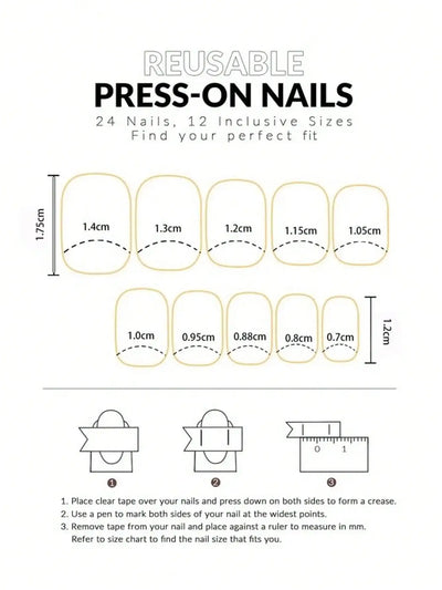 24 Piece Short Square Fake Nails with French Tips - Smarsty