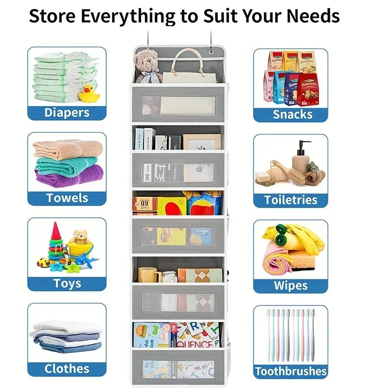 5-Shelf Hanging Storage Organizer - Behind Door, Anti-Tilt, 5 Large Capacity Pockets, Suitable for Bedroom, Bathroom by Smarsty