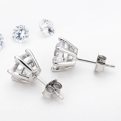 Moissanite Studs 0.5 To 2Ct Sterling Silver Screw Back - Smarsty