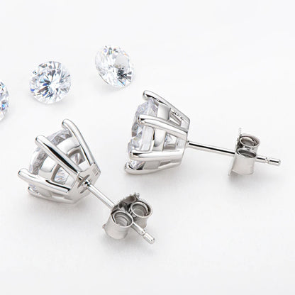 Moissanite Studs 0.5 To 2Ct Sterling Silver Screw Back - Smarsty