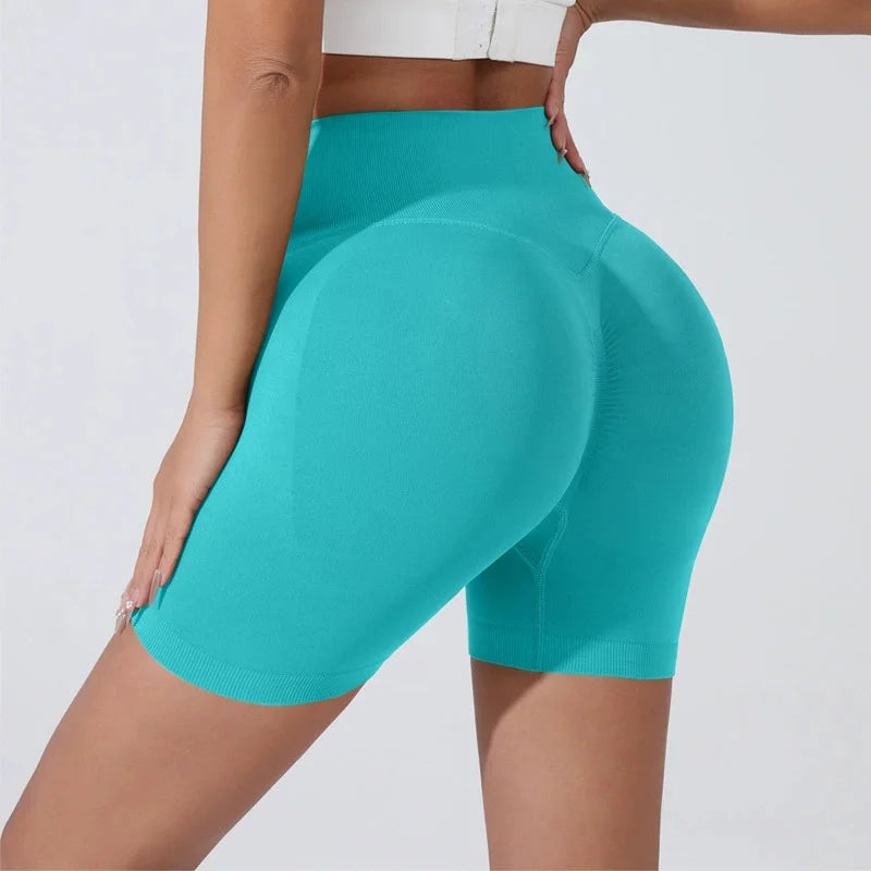 Peach Hip Lifting Sports Shorts Women High Waist Belly Slimming Running Training Quick-drying Trousers Tight Three-point Shorts - Smarsty