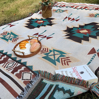 Oversized Aztec Blanket With Fringe For Cozy Comfort - Smarsty