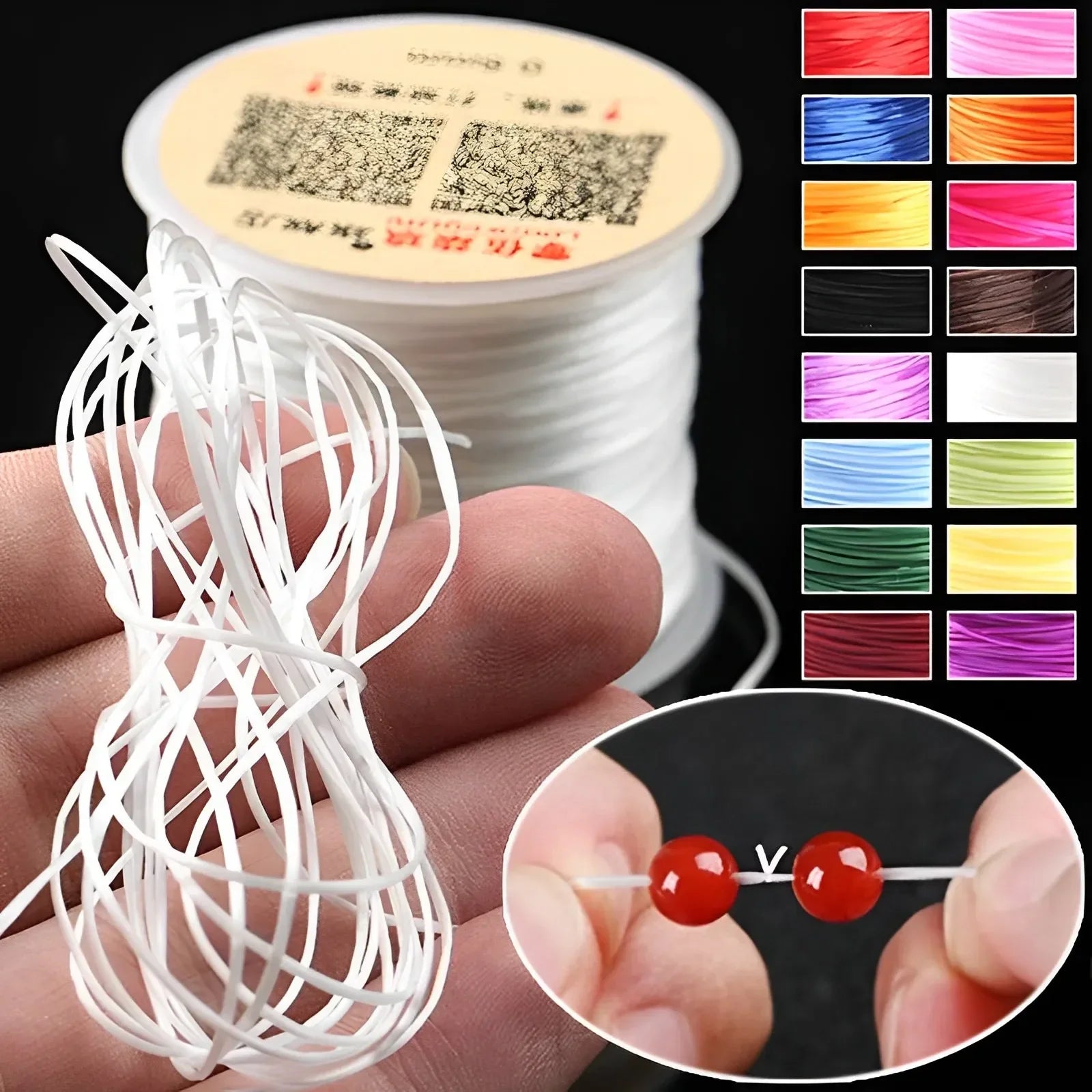Strong Elastic Beading Cord 1mm 10m Durable Stretch - Smarsty