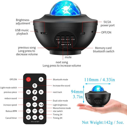 LED Starry Galaxy Projector with Bluetooth Music Player - Smarsty