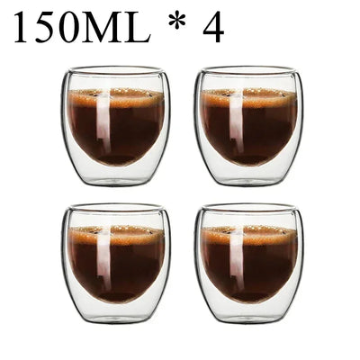 Double Wall Borosilicate Glass Mugs Set Heat Resistant - Smarsty