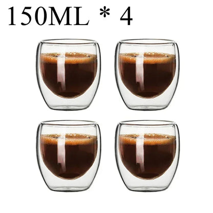 Double Wall Borosilicate Glass Mugs Set Heat Resistant - Smarsty