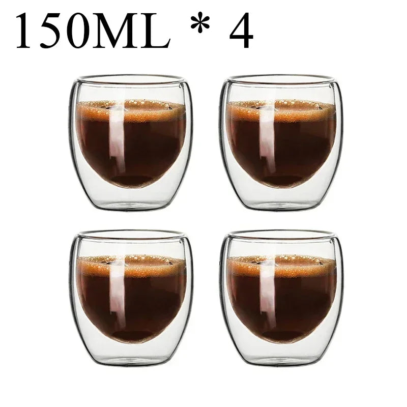 Double Wall Borosilicate Glass Mugs Set Heat Resistant - Smarsty