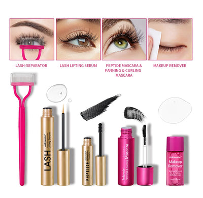 Lash & Brow Set Eyebrow Eyelash Growth Serum Peptide Mascara Eyelash Eyebrow Longer Fuller Thicker Curling Lash Eye Care Makeup