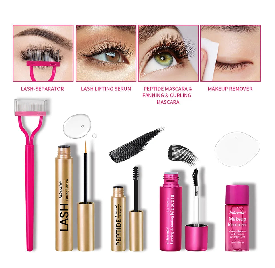 Lash & Brow Set Eyebrow Eyelash Growth Serum Peptide Mascara Eyelash Eyebrow Longer Fuller Thicker Curling Lash Eye Care Makeup