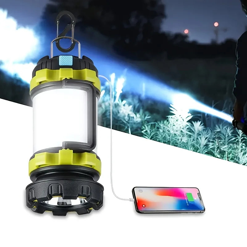Rechargeable LED Camping Light 1000LM Lantern Flashlight 6 Modes 4000mAh Power Bank for Power Outage Hurricane Outdoor Hiking