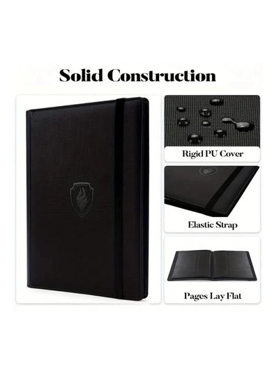 9 Pocket Card Binder, 360 Trading Card Holder Book, Premium PU Cover Zip Binder For Cards, Durable Side Loading Card Fold - Smarsty