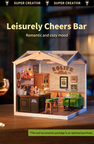Robotime Rolife Super Creator Series Plastic Dollhouse Building Blocks for Kids Yum Burgers Leisurely Cheers Bar Sweet Sips Tea