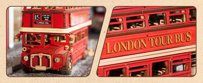 Robotime rolife London Tour Bus 3D Wooden Puzzles Wood Model Toy Car to Build Crafts Collectibles Gifts for Boys Girls - Smarsty