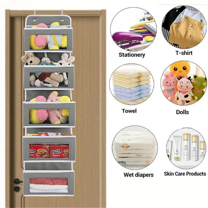 5-Shelf Hanging Storage Organizer - Behind Door, Anti-Tilt, 5 Large Capacity Pockets, Suitable for Bedroom, Bathroom by Smarsty