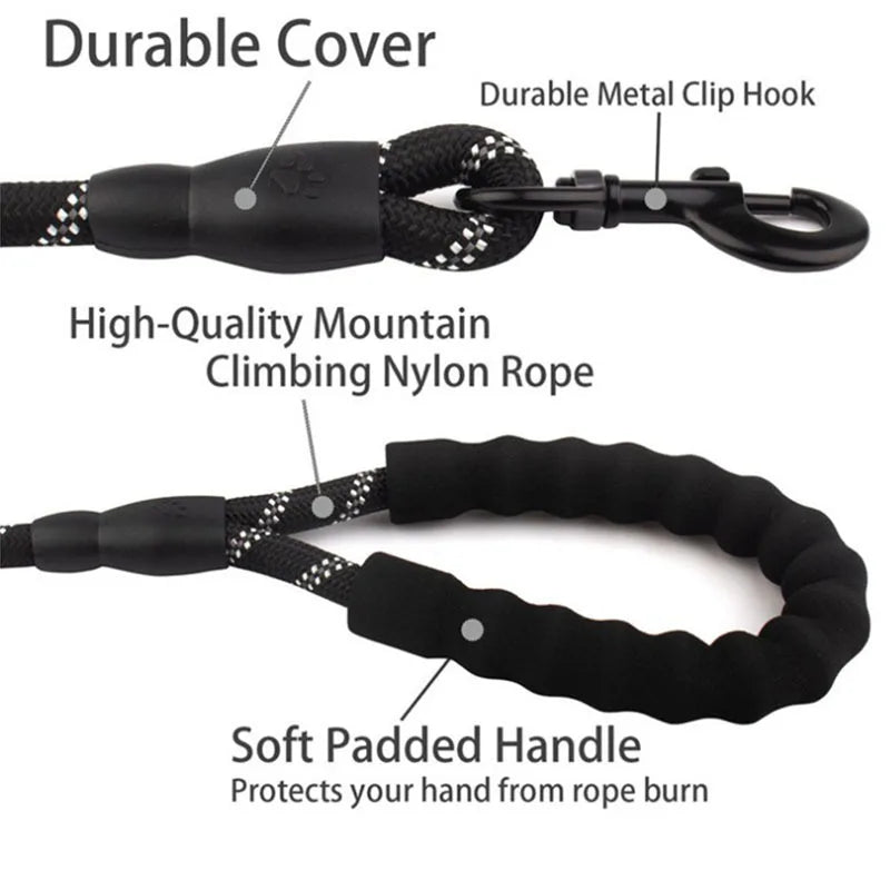 Reflective Dog Leash With Padded Handle For Safety - Smarsty