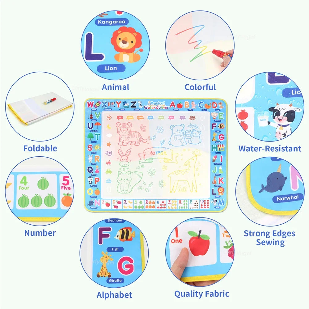 100x80CM Magic Water Drawing Mat with Reusable Magic Pens Doodle Montessori Painting Board Educational Toys Kids Gifts 39X31in by Smarsty
