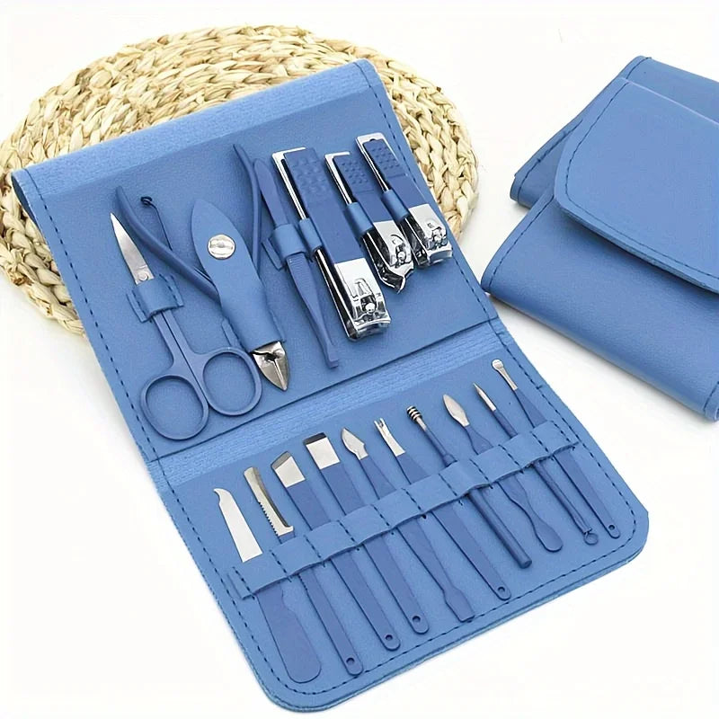 16 Piece Professional Nail Clippers Set with Travel Case - Smarsty