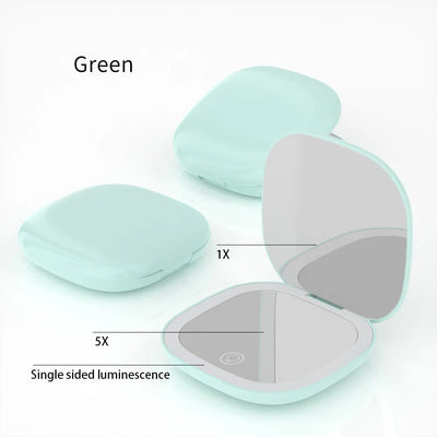 Compact Foldable LED Makeup Mirror With 5x/10x Magnification - Smarsty