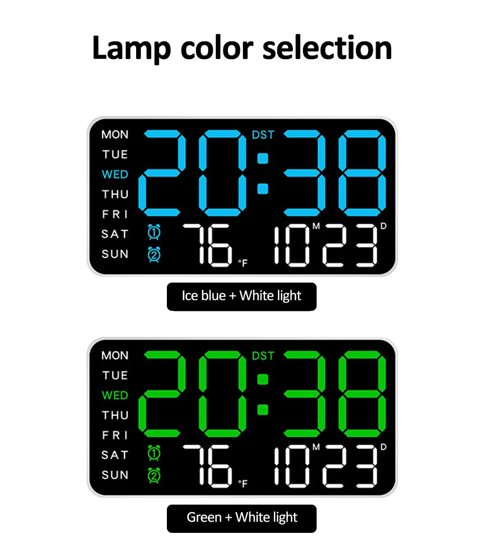 Large Digital Wall Clock with Temperature and Date Display - Smarsty