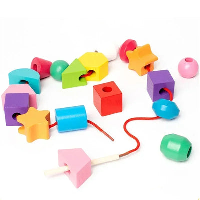 Montessori Wooden Toys Color Shape Matching Puzzle Game Colorful Beaded Color Cognition Early Educational Toys Gift for Children - Smarsty