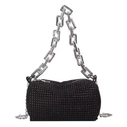 Rhinestone Bucket Bag Sparkling Crossbody Chain Bag - Smarsty