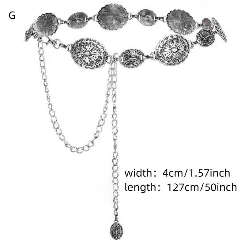 Silver Retro Waist Chain Belt Thin Metal Accessory - Smarsty
