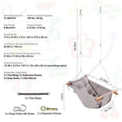 SucceBuy Tree Swing Saucer Swing 750lbs Swing Seat 2 Tree Hanging Straps Adjustable Multi-Strand Ropes Round Swing Kids Outdoor