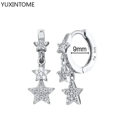 925 Sterling Silver Hoop Earrings White Crystal Luxury - Smarsty