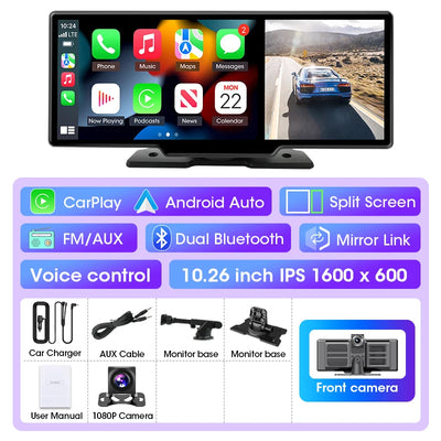 4K Dash Cam Dual Lens Car DVR With Wireless CarPlay - Smarsty
