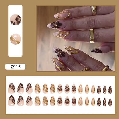 24pcs Flower Design Fake Nail Tips Full Cover - Smarsty