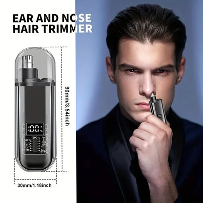 Nose Ear Hair Trimmer for Men - USB C Rechargeable Portable Fast Charge, Compact Grooming Kit - Smarsty