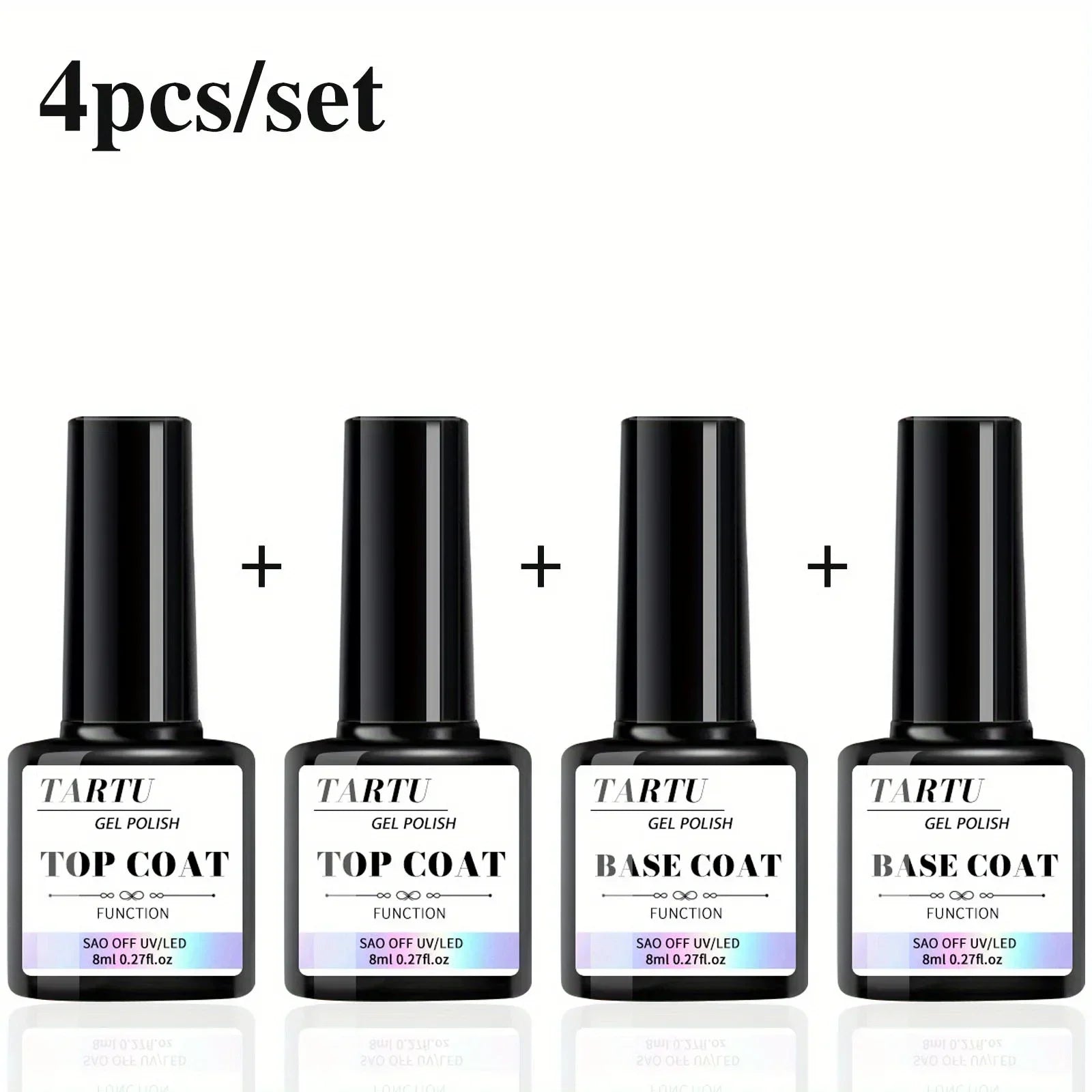 1pc/2pcs/3pcs/4pcs 8Ml Functional Gel Nail Art Set with Base Coat and Diamond Top Coat, Matte Top, Soak Off Gel Nail Polish