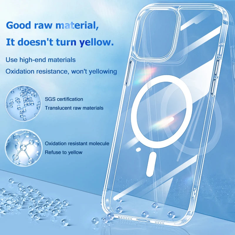 Smarsty MagSafe Clear Case for iPhone Magnetic Wireless Charging -