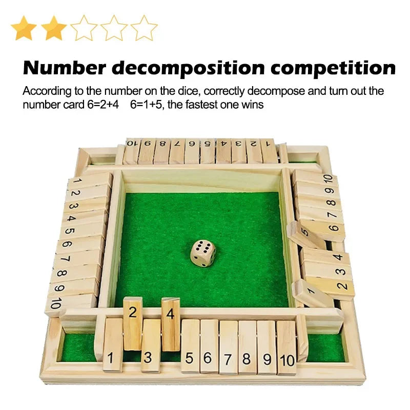 Wooden Dice Board Game Shut The Box for 4 Players Flaps & Dices Game Parent-children Interaction Family Entertainment by Smarsty