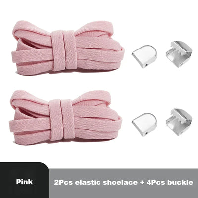 Flat Elastic Shoe Laces Sneakers No Tie Shoelaces for Shoes Tennis Quick Shoelace Clips Without Ties Shoe Accessories Kids Adult - Smarsty