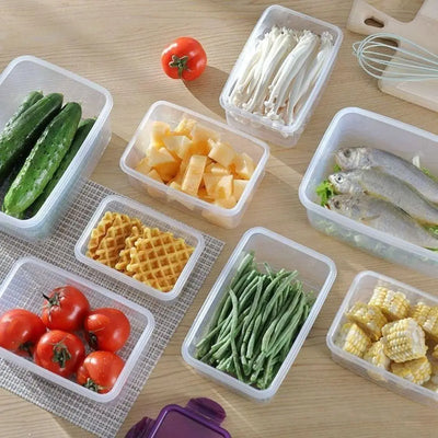 1Pc/4Pcs Refrigerator Storage Box Food Containers Plastic Fresh-Keeping Box with Lid Portable Storage Box Kitchen Organization by Smarsty