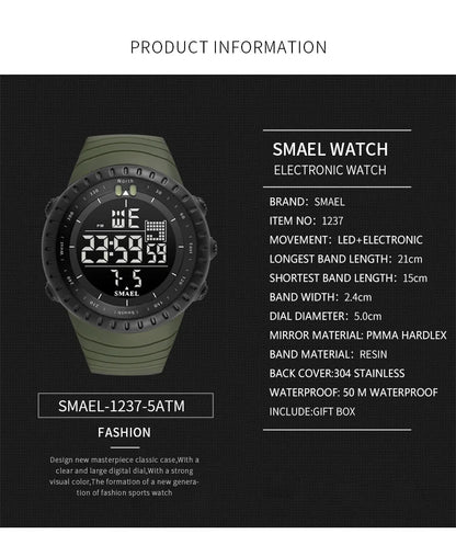 SMAEL Waterproof Digital Sports Watch with Big Dial - Smarsty